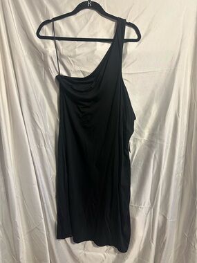 Express One-Shoulder Black Draped Dress